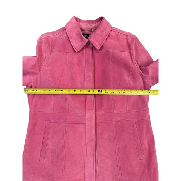 BERNARDO Genuine Leather Jacket Womens Size Petite L Pink Full Zip Up & Pockets - Picture 6 of 7